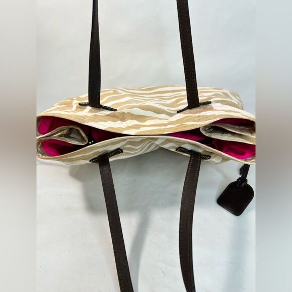 Dooney & Bourke Canvas Tote in Beige Zebra Print with Dustbag - Picture 5 of 16